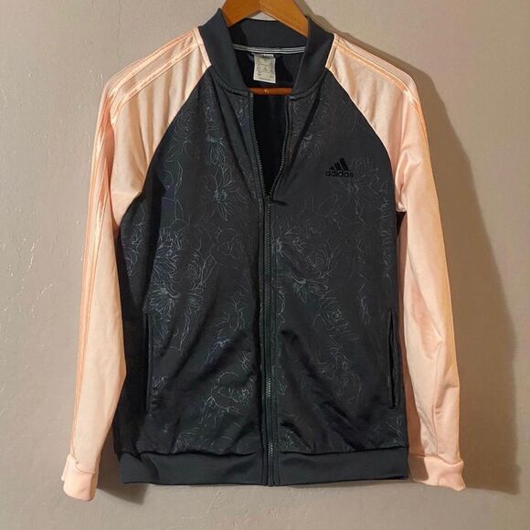 Adidas Women’s Embossed Track Jacket Black /Peach Sz M - Picture 2 of 6